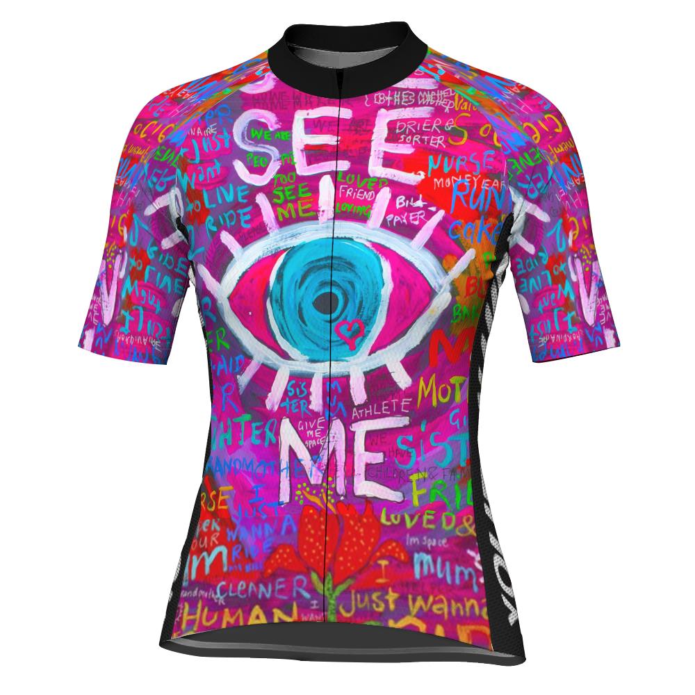 Customized Colorful Short Sleeve Cycling Jersey For Women
