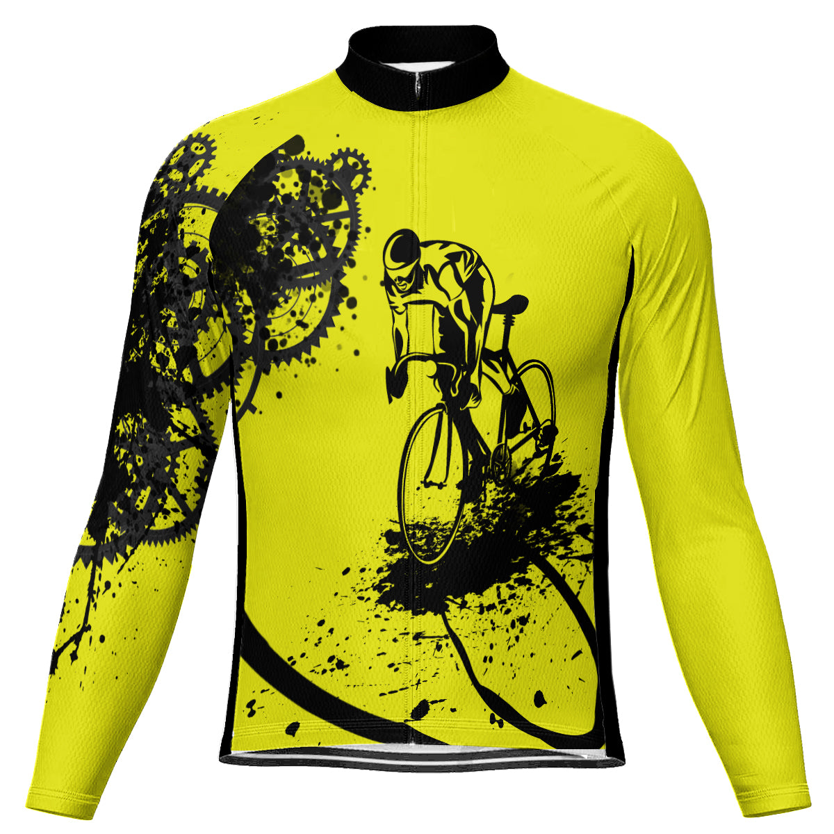 Personalized Yellow Long Sleeve Cycling Jersey for Men OS Cycling Store