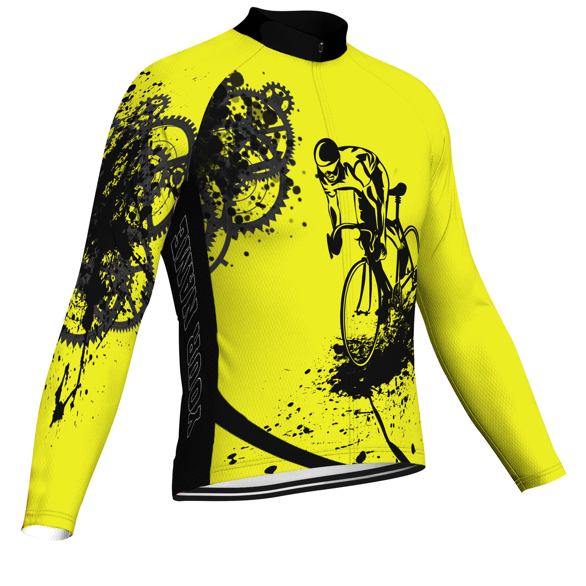 Personalized Yellow Long Sleeve Cycling Jersey for Men OS Cycling Store
