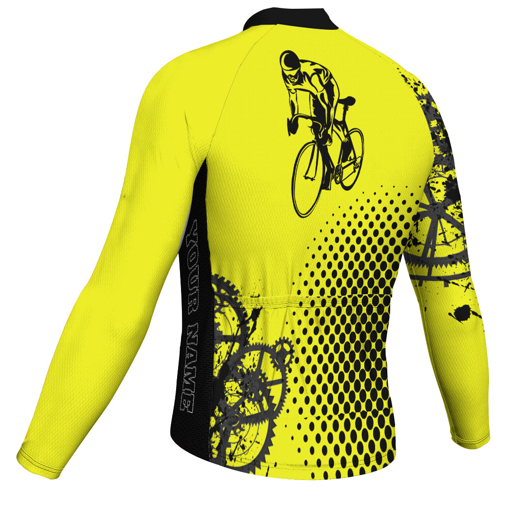Personalized Yellow Long Sleeve Cycling Jersey for Men OS Cycling Store