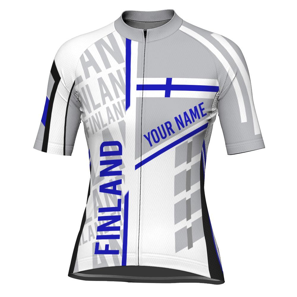 Customized Finland Winter Thermal Fleece Short Sleeve Cycling Jersey for Women
