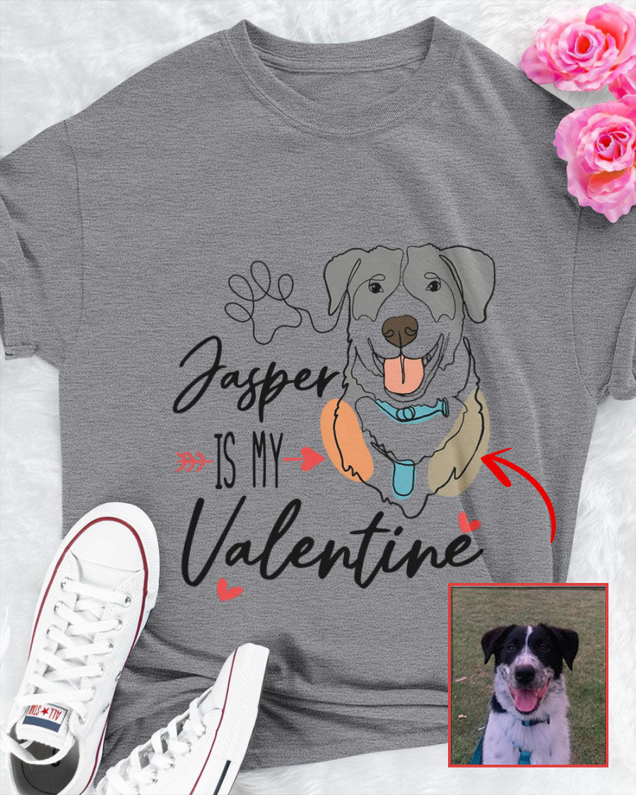 Custom Hand-Drawn Dog Pet Photo T-Shirt, Long Sleeve, Hoodie-Coffee Jersey With Name