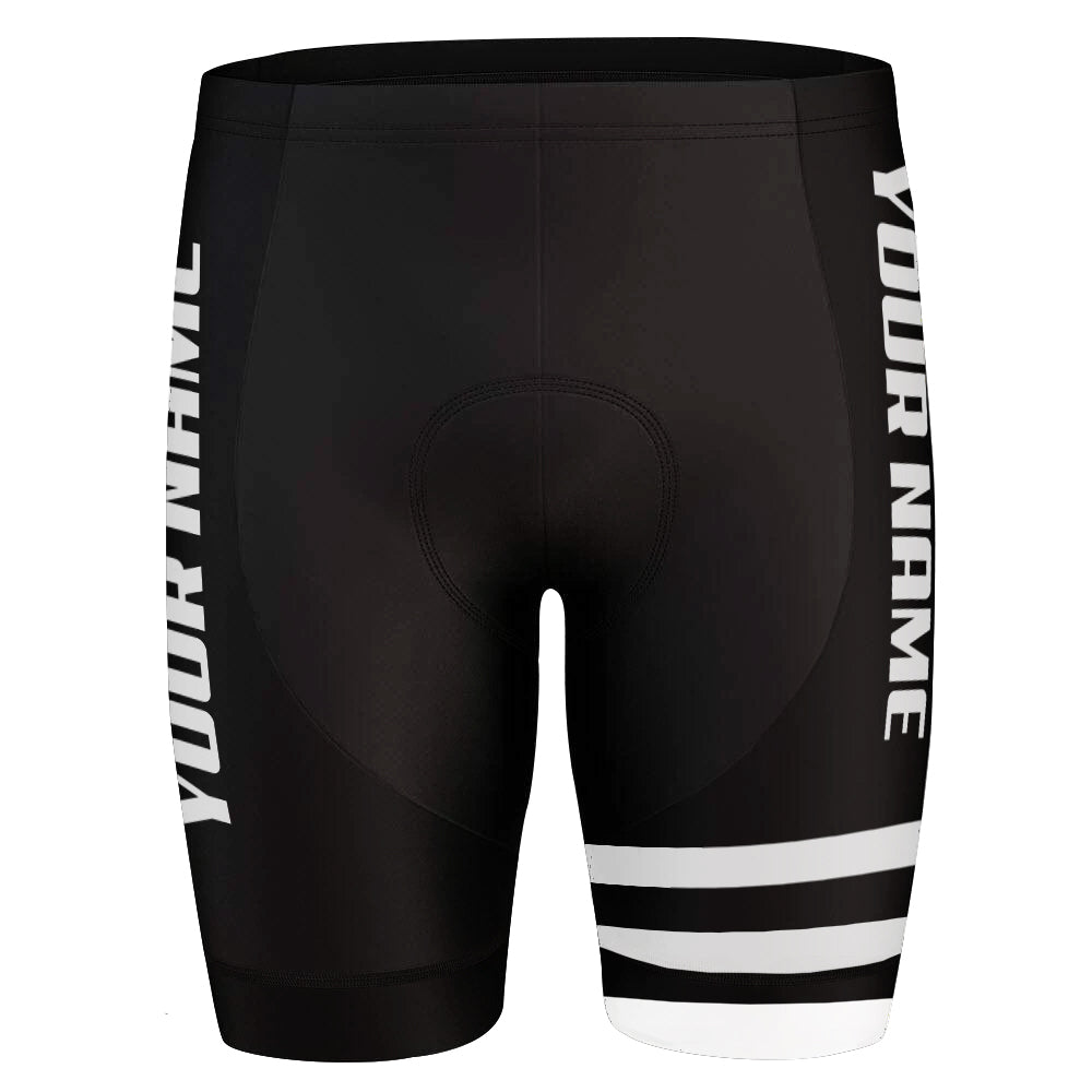 Unisex Customized Black Stripes Cycling Shorts
