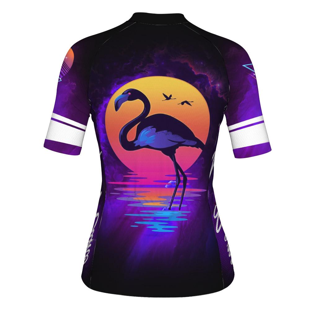 Customized Flamingo Short Sleeve Cycling Jersey for Women OS Cycling
