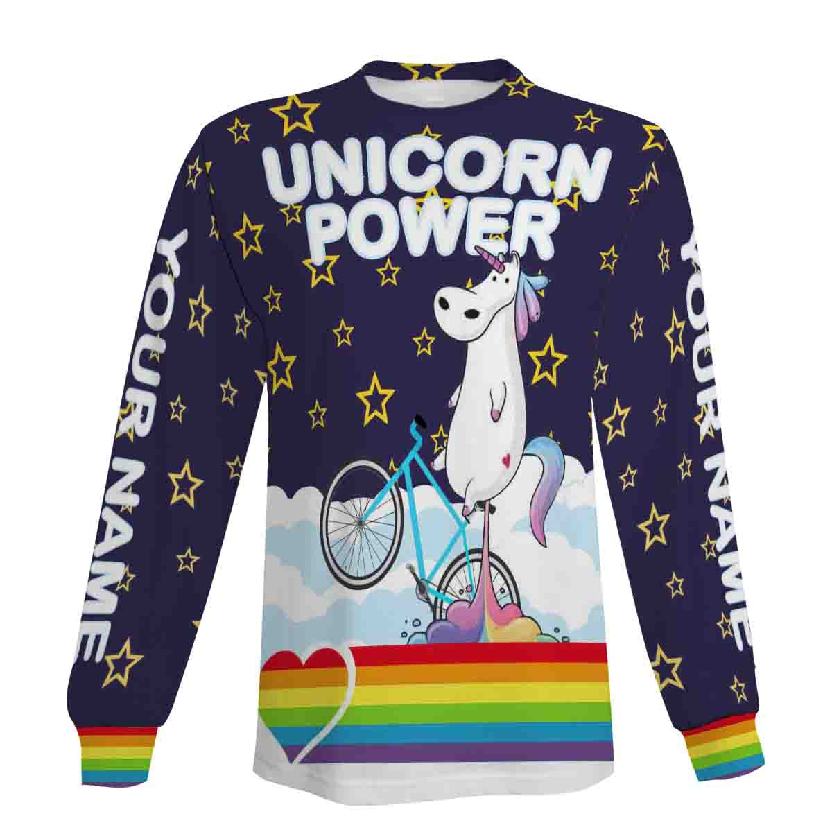 Unicorn Power Cycling Short Sleeve, Long Sleeve, Hoodie and Zip Up Hoodie- Men's Biking Jersey with Custom Name