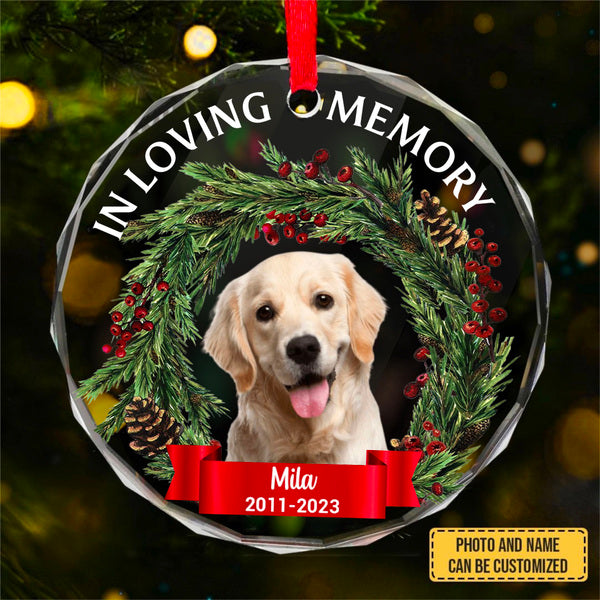 Custom Photo Pet Face - Christmas Gift For Dog Lovers, Cat Lovers, Pet Lovers, Pet Memorial - Personalized Circle Glass Ornament