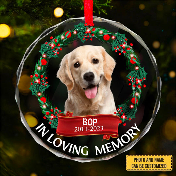 Custom Photo Pet Face - Christmas Gift For Dog Lovers, Cat Lovers, Pet Lovers, Pet Memorial - Personalized Circle Glass Ornament