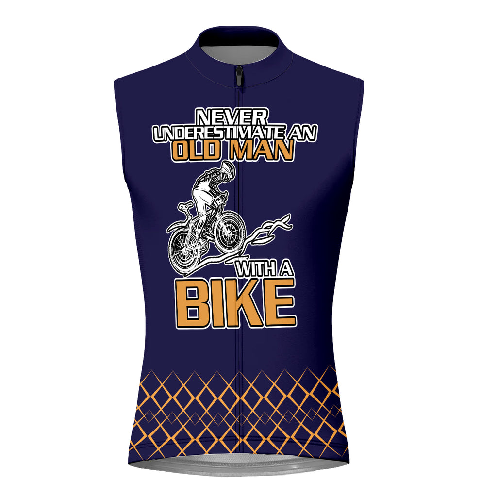 Customized Never Underestimate An Old Man With A Bicycle Sleeveless Cycling Jersey For Men