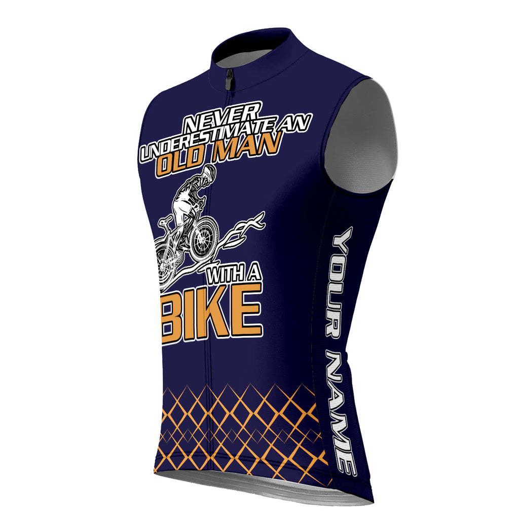 Customized Never Underestimate An Old Man With A Bicycle Sleeveless Cy OS Cycling Store