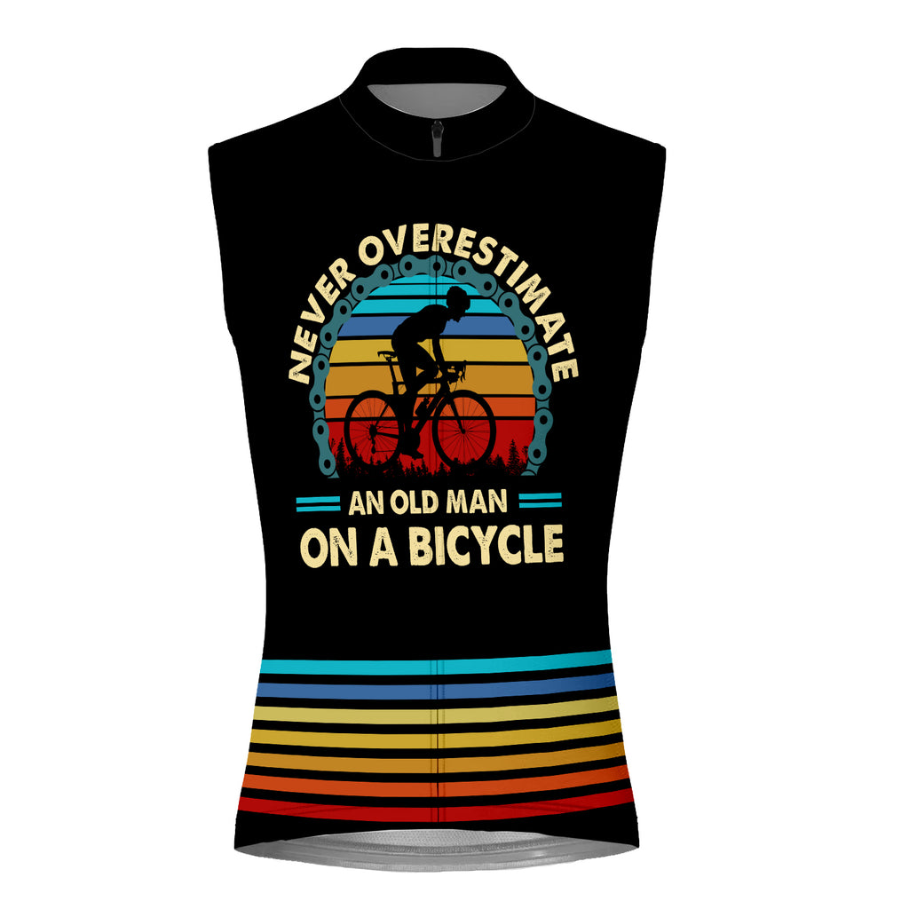 Customized Never Underestimate An Old Man With A Bicycle Sleeveless Cycling Jersey For Men