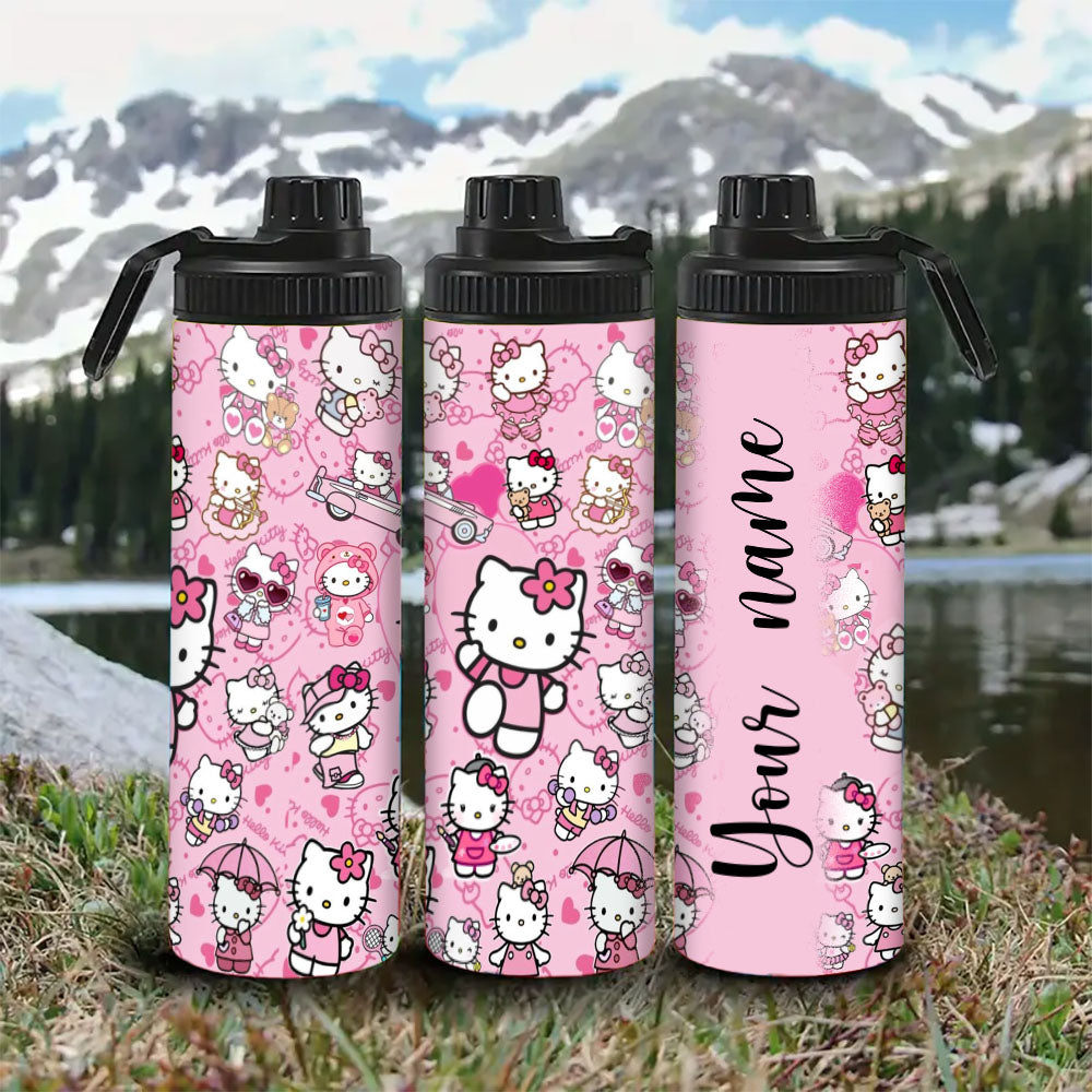 Customized Name  Hello Kitty Water Bottle - Perfect for Cycling, Hiking, Fitness & Outdoor Adventures