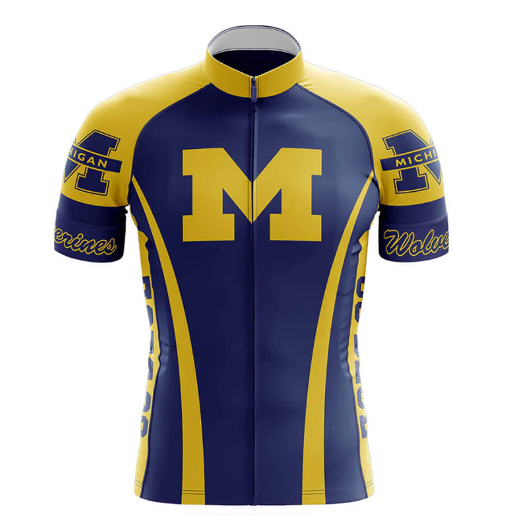 Customized University of Michigan Short Sleeve Cycling Jersey For Men And Women