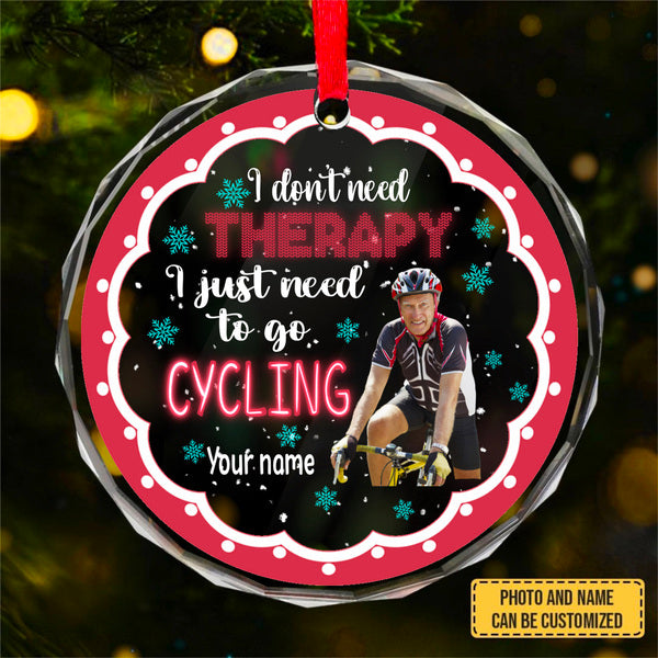 Customized Image DON'T NEED THERAPY Personalized Custom Circle Glass Ornament