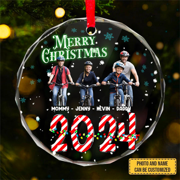 Custom Photo Memorial Always & Forever In My Heart - Personalized Circle Glass Ornament