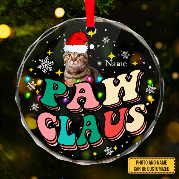 Custom Photo Pet Face - Christmas Gift For Dog Lovers, Cat Lovers, Pet Lovers, Pet Memorial - Personalized Circle Glass Ornament