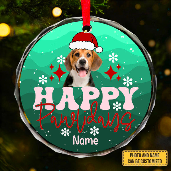 Custom Photo Pet Face - Christmas Gift For Dog Lovers, Cat Lovers, Pet Lovers, Pet Memorial - Personalized Circle Glass Ornament