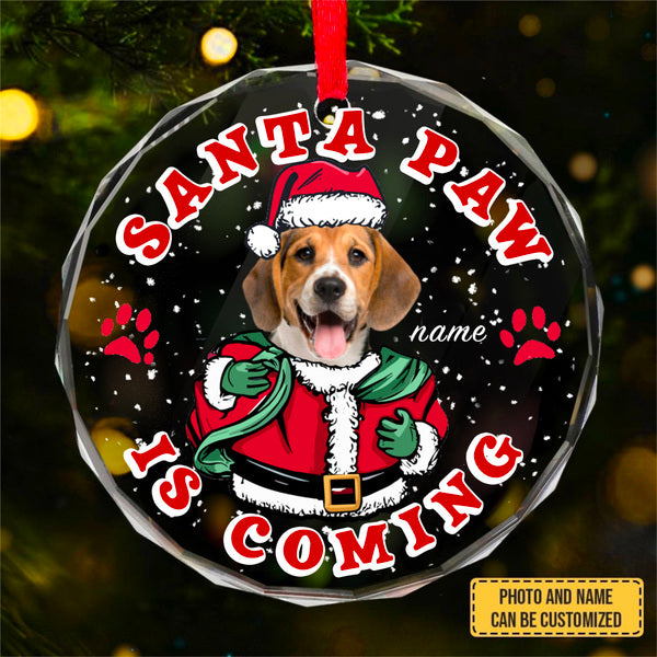 Custom Photo Pet Face - Christmas Gift For Dog Lovers, Cat Lovers, Pet Lovers, Pet Memorial - Personalized Circle Glass Ornament