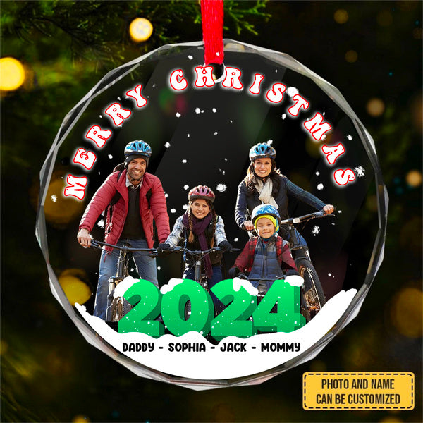 Custom Photo Memorial Always & Forever In My Heart - Personalized Circle Glass Ornament