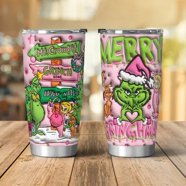 The Grinch Christmas Gift 3D effect Tumbler