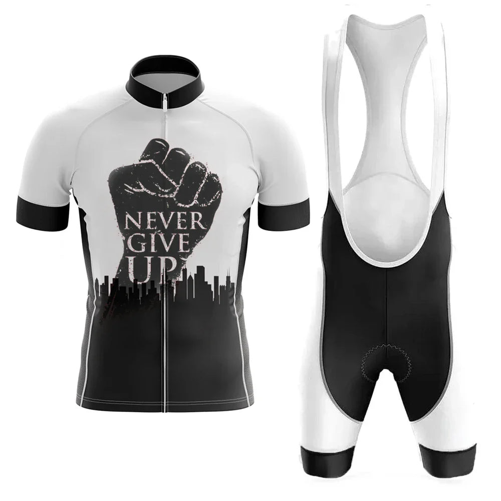 Customized Never Give Up Short Sleeve Cycling Jersey For Men and Women - Cycling Sets