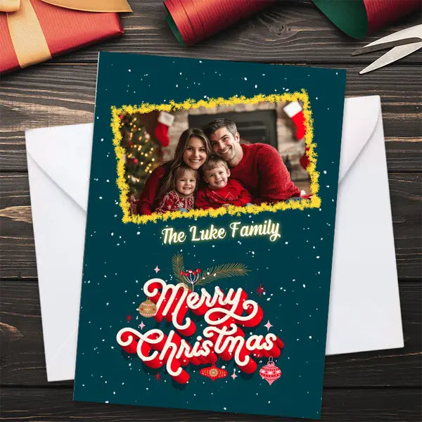 Merry Christmas Personalized Custom Postcard, Greeting Cards - Christmas Gift - SET of 10