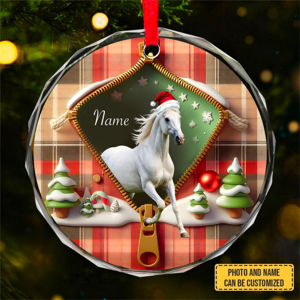 Custom Photo Pet Face - Christmas Gift For Dog Lovers, Cat Lovers, Pet Lovers, Pet Memorial - Personalized Circle Glass Ornament