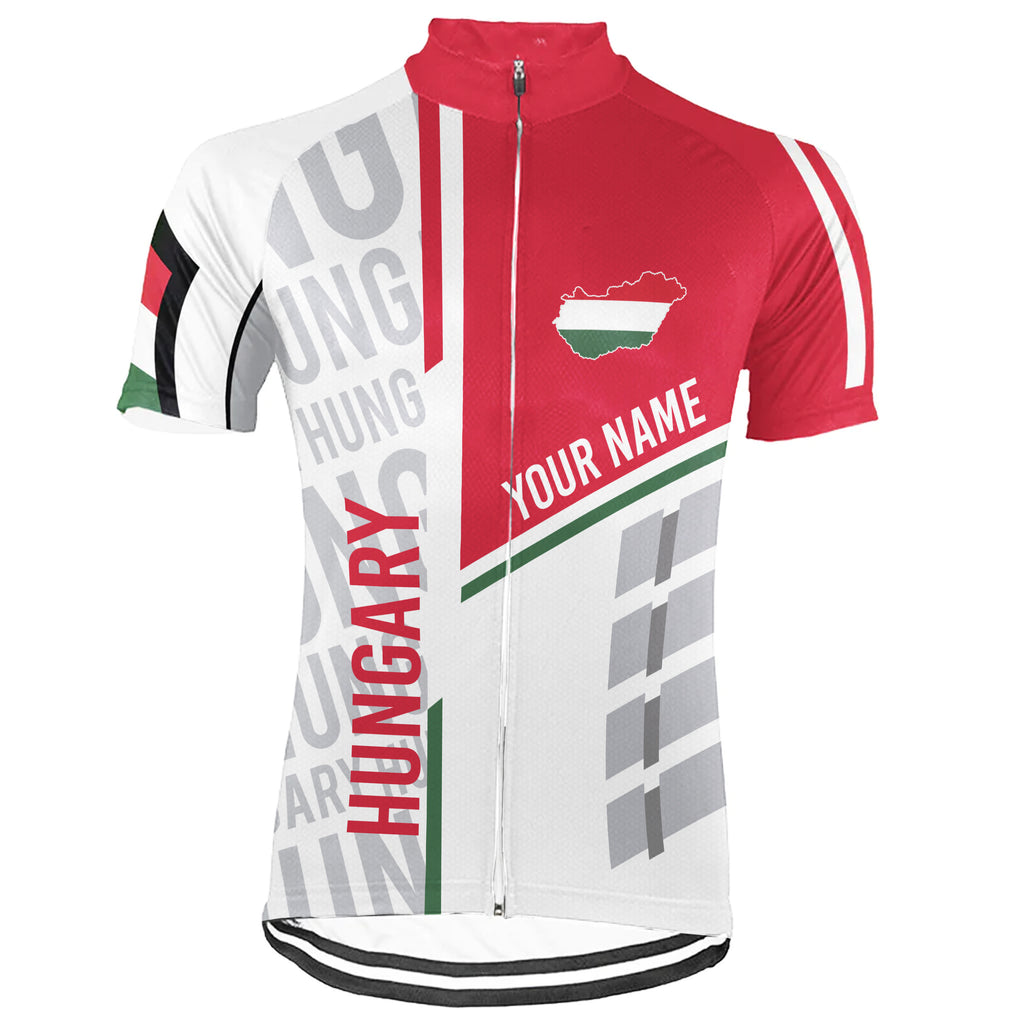 Customized Hungary Winter Thermal Fleece Short Sleeve Cycling Jersey for Men