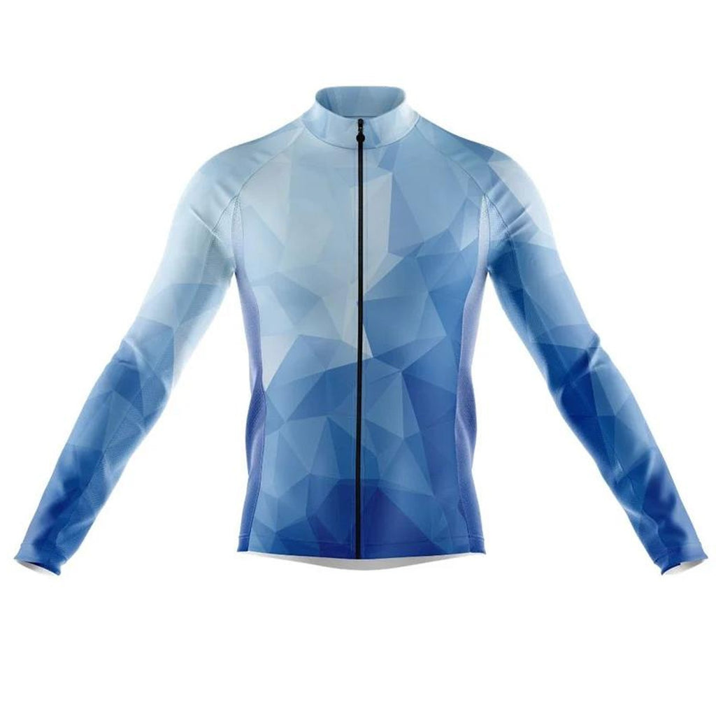 Customized Ocean Blue Long Sleeve Cycling Jersey For Men