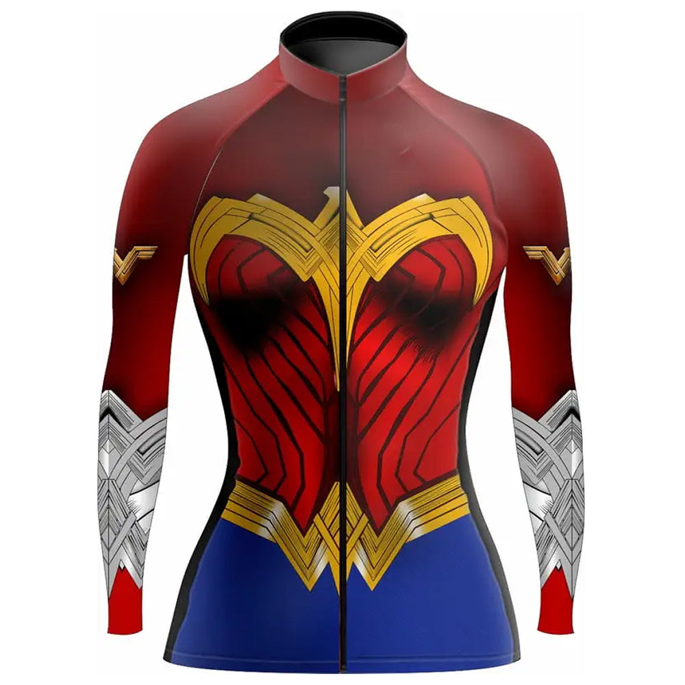 Personalized Wonder Women Long Sleeve Cycling Jersey for Women