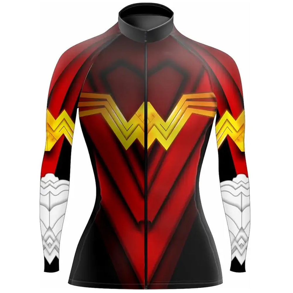 Personalized Wonder Women Long Sleeve Cycling Jersey for Women