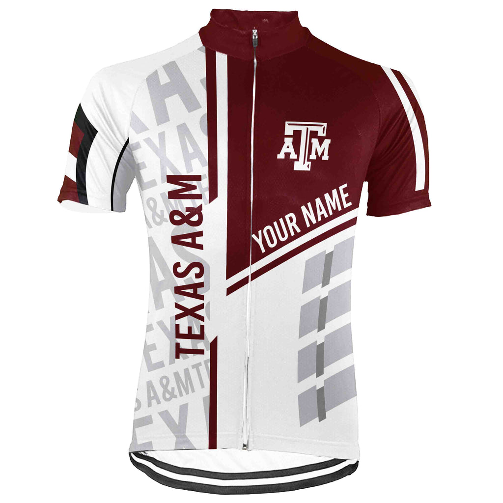 Customized Texas A&M Short Sleeve Cycling Jersey for Men