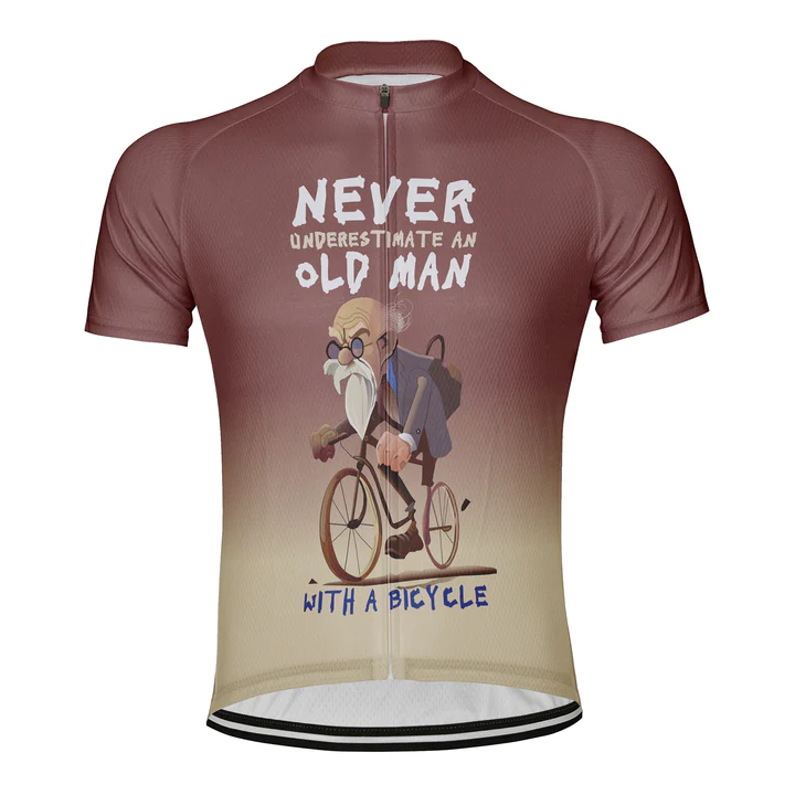 Customized Never Underestimate An Old Man With A Bicycle Men's Cycling Jersey Short Sleeve