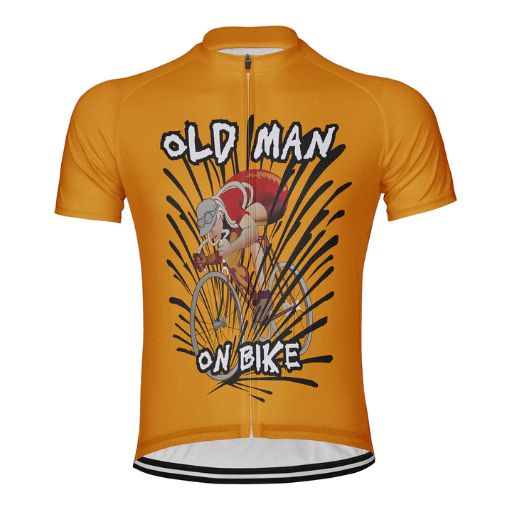 Customized Old Man On Bike Men's Cycling Jersey Short Sleeve