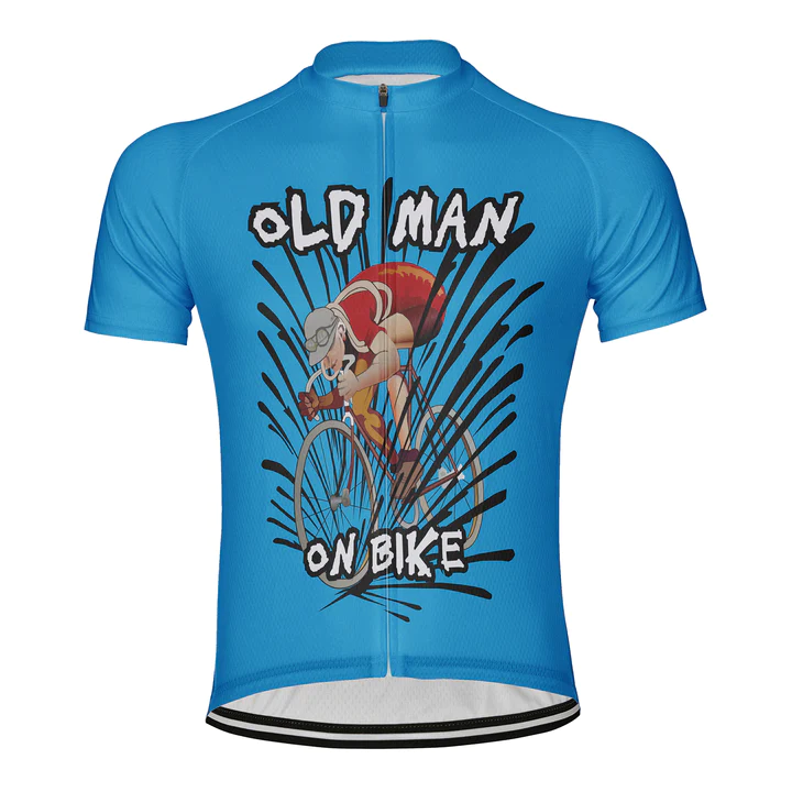 Customized Old Man On Bike Men's Cycling Jersey Short Sleeve