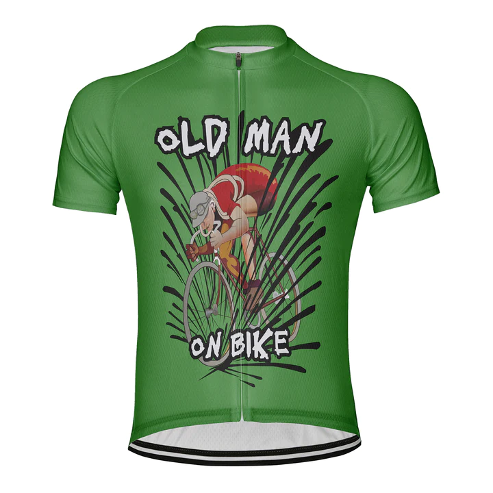 Customized Old Man On Bike Men's Cycling Jersey Short Sleeve