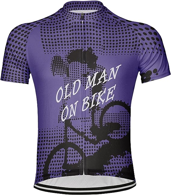 Customized Old Man On Bike Men's Cycling Jersey Short Sleeve Bicycle Shirt
