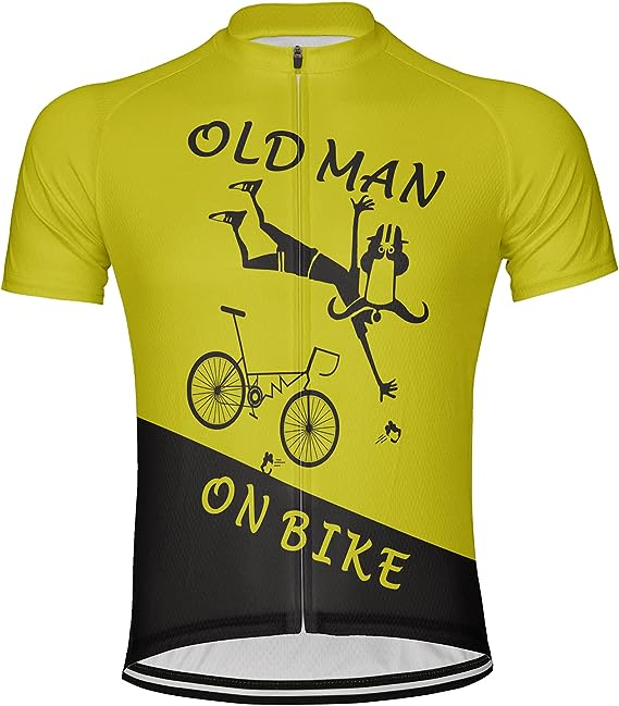 Customized Old Man On Bike Men's Cycling Jersey Short Sleeve Bicycle Shirt