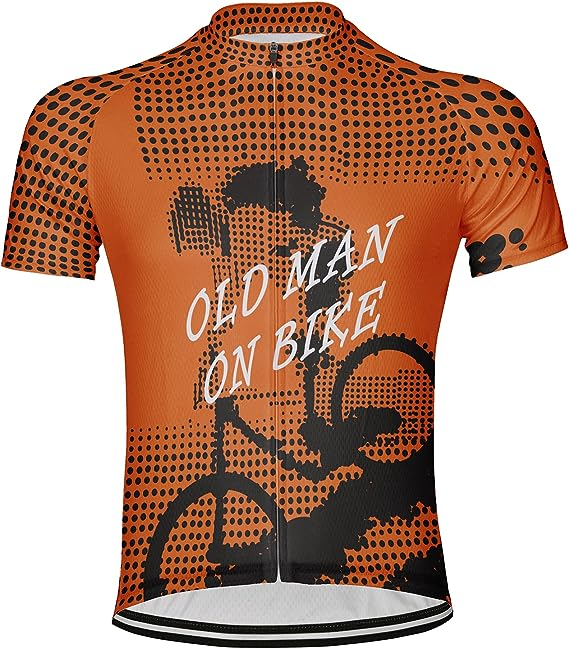Customized Old Man On Bike Men's Cycling Jersey Short Sleeve Bicycle Shirt