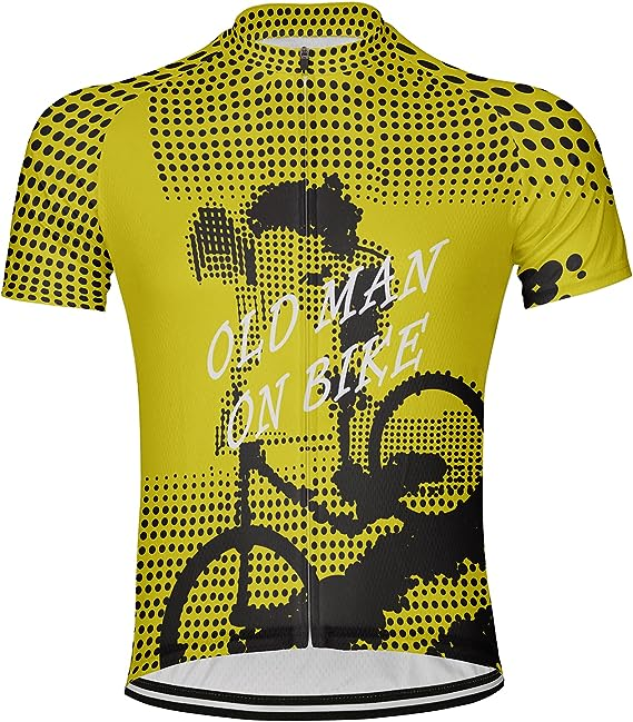Customized Old Man On Bike Men's Cycling Jersey Short Sleeve Bicycle Shirt