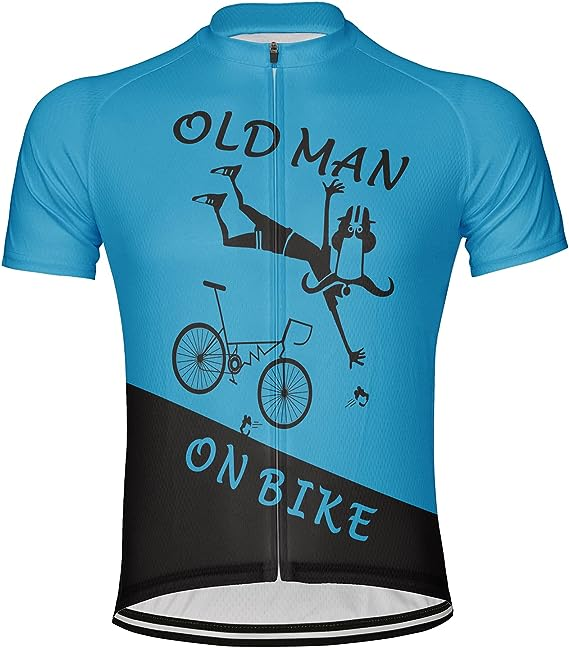 Customized Old Man On Bike Men's Cycling Jersey Short Sleeve Bicycle Shirt