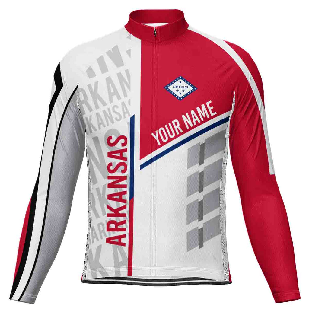 Customized Arkansas Winter Thermal Fleece Long Sleeve Cycling Jersey for Men