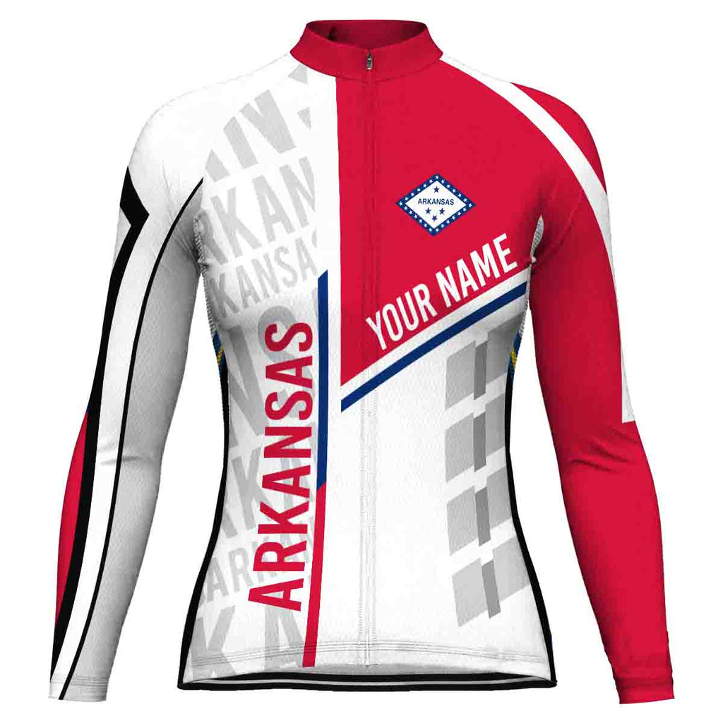 Customized Arkansas Winter Thermal Fleece Long Sleeve Cycling Jersey For Women