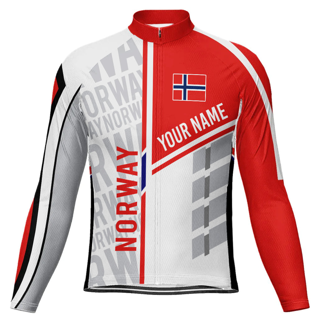 Customized Norway Winter Thermal Fleece Long Sleeve Cycling Jersey for Men