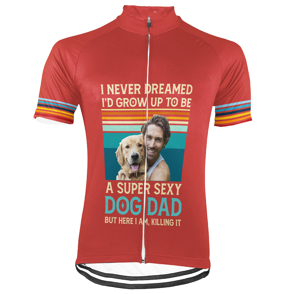 Customized Image Dog Dad Short Sleeve Cycling Jersey for Men