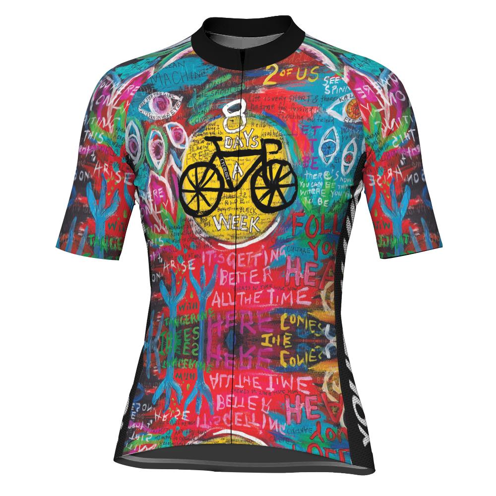 Customized Colorful  Short Sleeve Cycling Jersey For Women