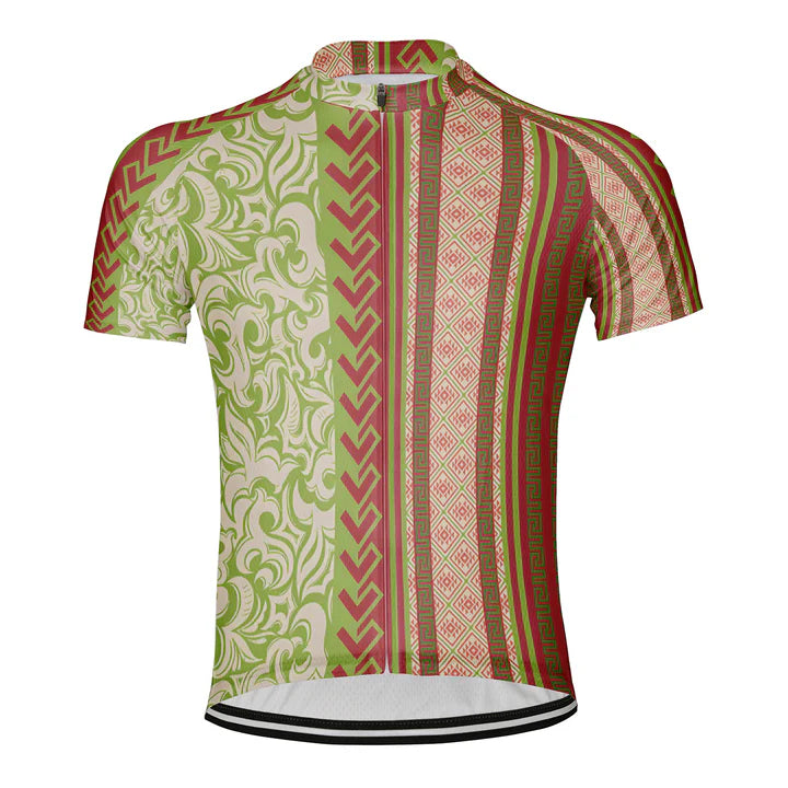 Customized Geometric Ornamentation Of Rolled Grass Cycling Jersey Short Sleeve