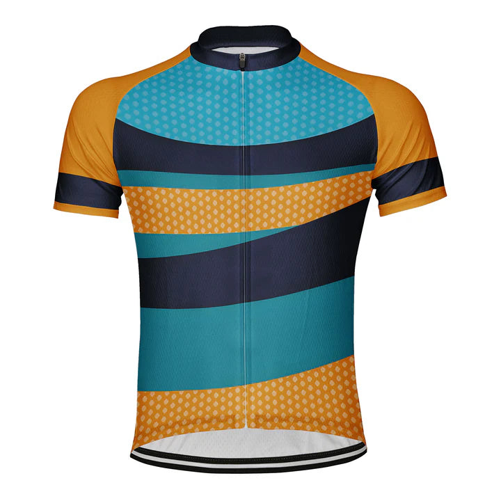 Customized Pop Orange Blue Cycling Jersey Short Sleeve