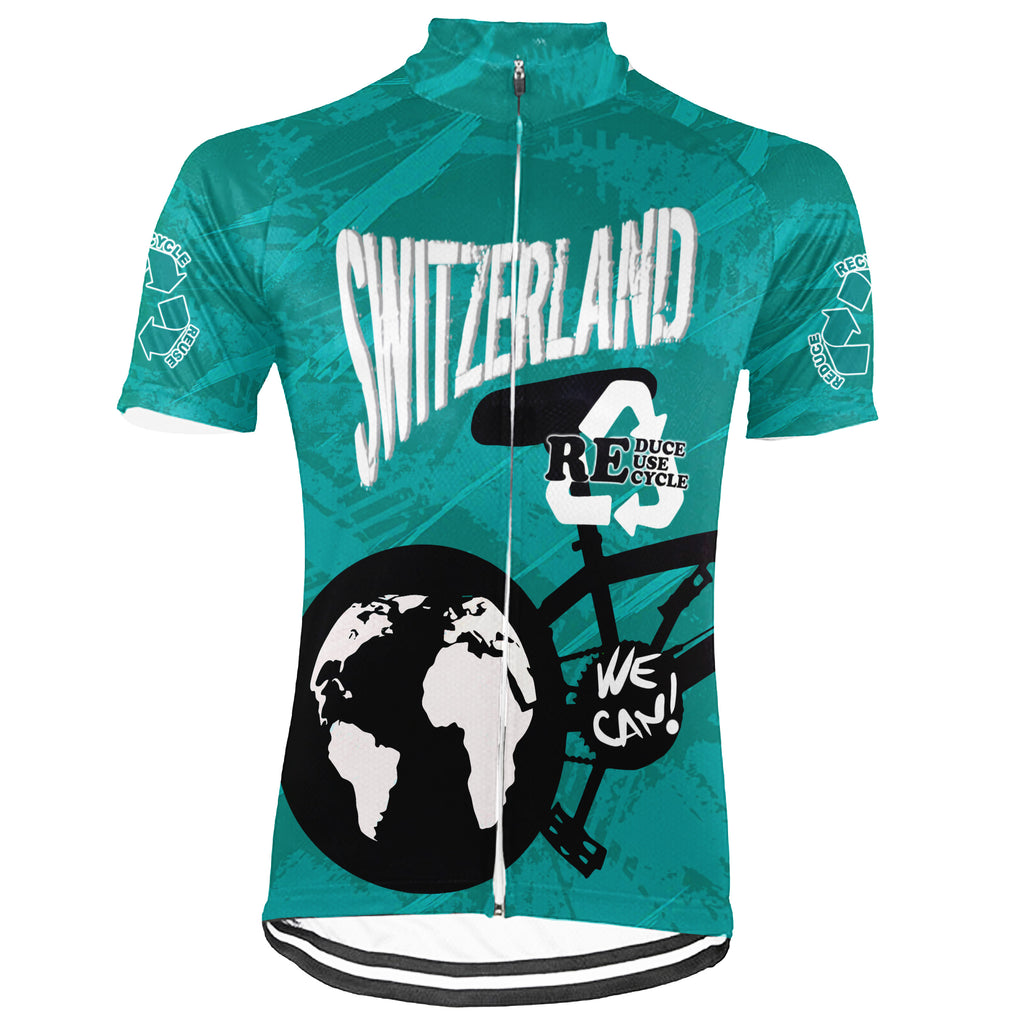 Colection 4 - Customized Switzerland Environmental Protection Save The Planet Short Sleeve Cycling Jersey For Men And Women