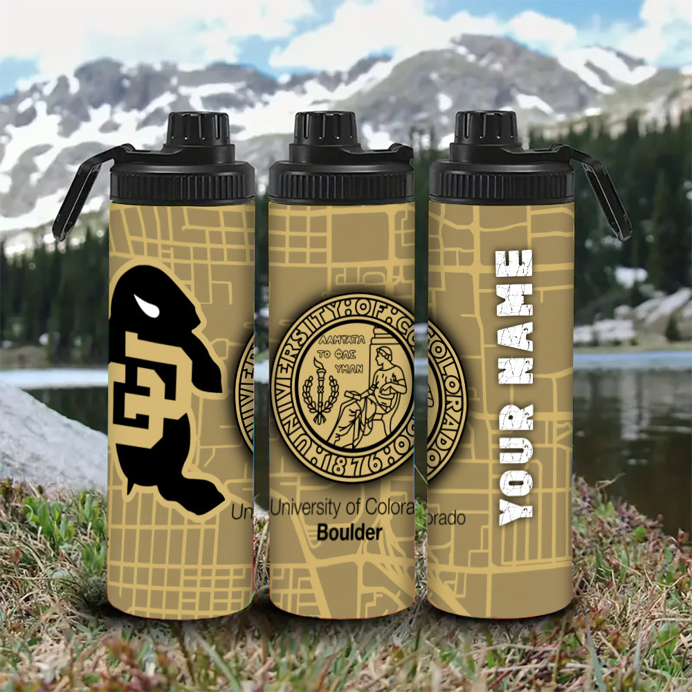 Customized Name University Of Colorado Boulder Water Bottle – OS