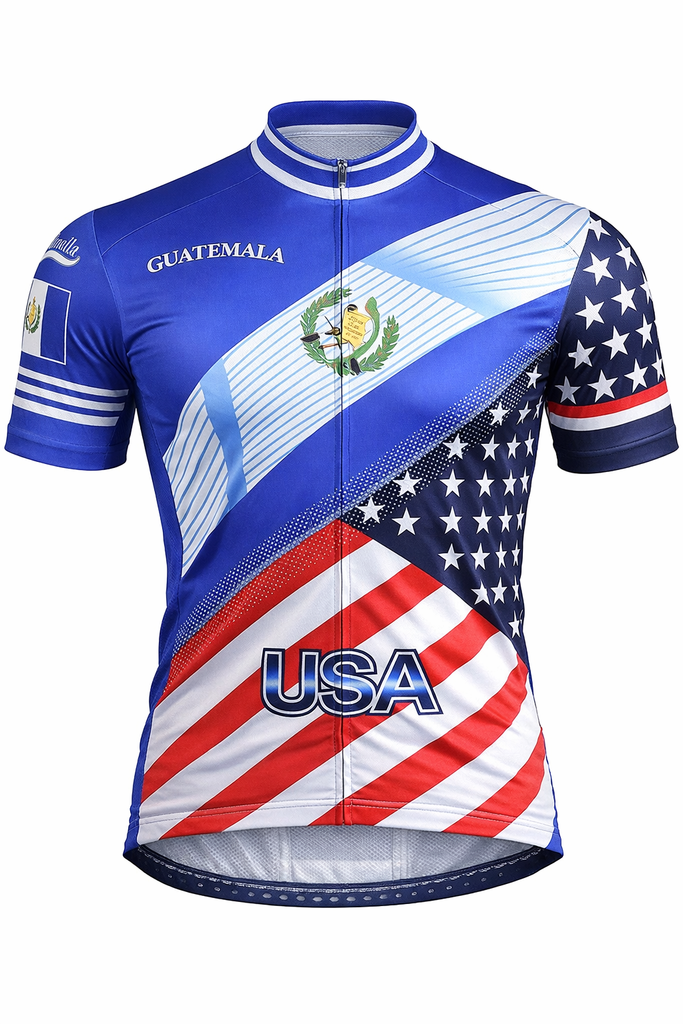 Customized GUATEMALA-USA Flag Short Sleeve Cycling Jersey for Men and Women